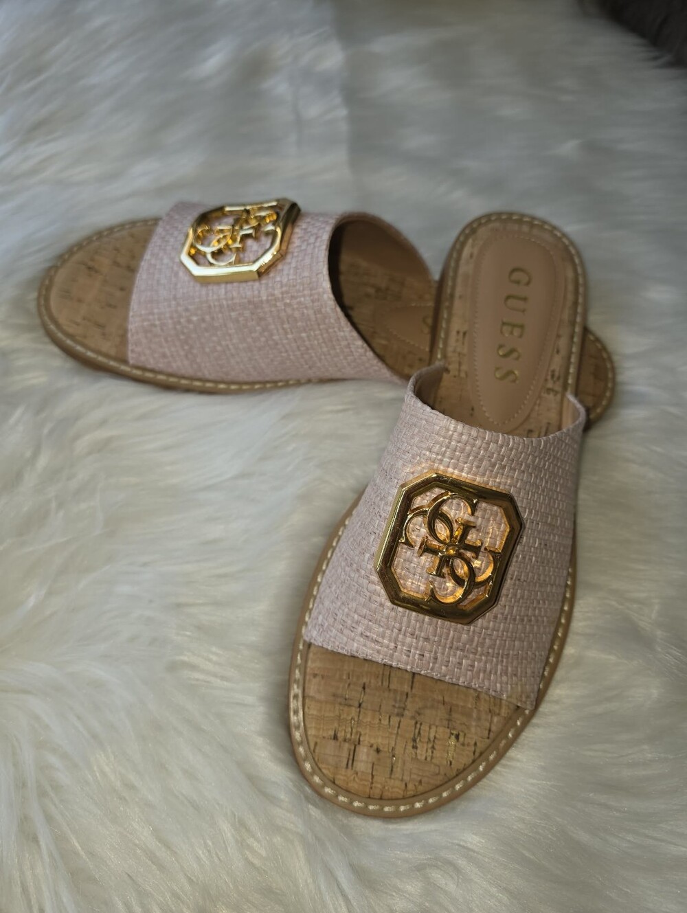 Guess Women's Graysie Quattro G Embellished Flat Sandal - Light Pink, 9.5M